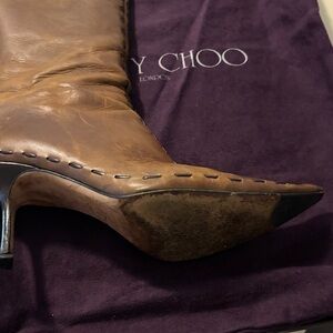 Jimmy Choo Tan Leather Heeled Boots